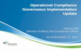 Operational Compliance Governance Implementation Update