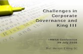 Challenges in Corporate Governance and King III