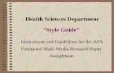 Health Sciences Department “Style Guide”