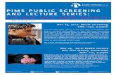 PIMS PUBLIC SCREENING AND LECTURE SERIES
