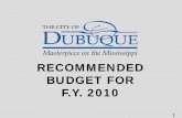 RECOMMENDED BUDGET FOR F.Y. 2010