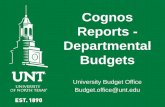 Cognos Reports - Departmental Budgets