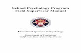 School Psychology Program Field Supervisor Manual