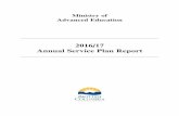 Ministry of Advanced Education 2016/17 Annual Service Plan ...