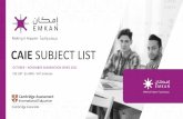 ًﺎﻌ ﻗاو CAIE SUBJECT LIST