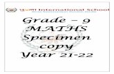 Grade 9 MATHS Specimen copy Year 21-22