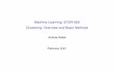 Machine Learning, STOR 565 [.1in] Clustering: Overview and ...