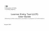 Learner Entry Tool (LET) user guide 2021 to 2022