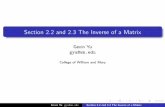 Section 2.2 and 2.3 The Inverse of a Matrix