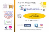 Activities for members - One To One Enfield