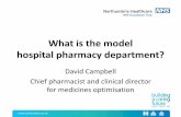 What is the model hospital pharmacy department?
