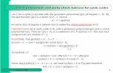 Check polynomials and parity check matrices for cyclic codes