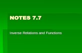 7.7 Inverse Relations and Functions - Weebly