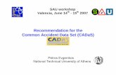 Recommendation for the Common Accident Data Set (CADaS)