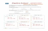 Algebra Action! ANSWER SHEET