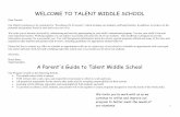 WELCOME TO TALENT MIDDLE SCHOOL