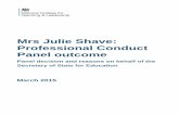 Mrs Julie Shave: Professional Conduct Panel outcome