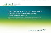 Certification documentary evidence supplement Lead teachers