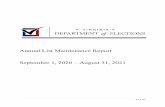 Annual List Maintenance Report September 1, 2020 – August ...