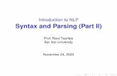 Introduction to NLP Syntax and Parsing (Part II)