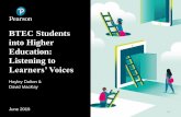 BTEC Students into Higher Education: Listening to