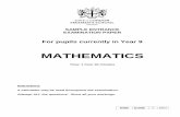 Current Year 9 Maths Sample Paper - School Entrance tests