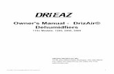 Owner's Manual - DrizAir® Dehumidfiers
