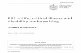 P61 – Life, critical illness and disability underwriting