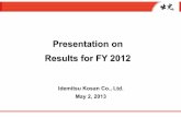 Presentation on Results for FY 2012