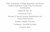 Title: Automatic Voltage Regulator and Power System Stabilizer