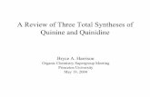 A Review of Three Total Syntheses of Quinine and Quinidine