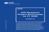 NTP Research Project Summaries for FY 2020