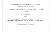 AMENDED AND RESTATED DECLARATION ARTICLES OF …