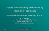 Software Productivity and Reliability Tools and Techniques