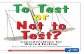 To Test or Not to Test? - CDC