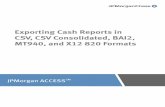 Exporting Cash Reports in CSV, CSV Consolidated, BAI2, MT940