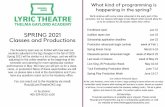 Classes and Productions SPRING 2021