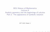 BO1 History of Mathematics Lecture II Analytic geometry ...