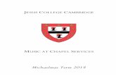 Michaelmas Term 2018 - Jesus College, Cambridge