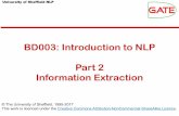 BD003: Introductionto NLP Part 2 InformationExtraction