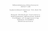 Mandatory Disclosure Submitted Online TO AICTE By