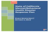 State of California Disaster Mental/Behavioral Health Response Plan