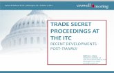 "Trade Secret Proceedings at the ITC: Recent - Crowell & Moring