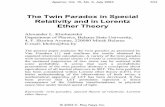 The Twin Paradox in Special Relativity and in Lorentz Ether Theory