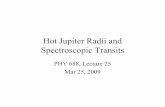Hot Jupiter Radii and Spectroscopic Transits