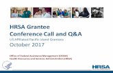 HRSA Grantee Conference Call and Q & A