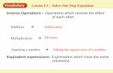Inverse Operations Operations which reverse the effect of ...