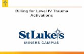 Billing for Level IV Trauma Activations - PTSF