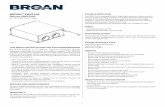 BROAN™ ERVS100 Product balancing Part no. ERVS100S