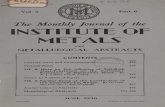 The Monthly Journal of the INSTITUTE OF METALS